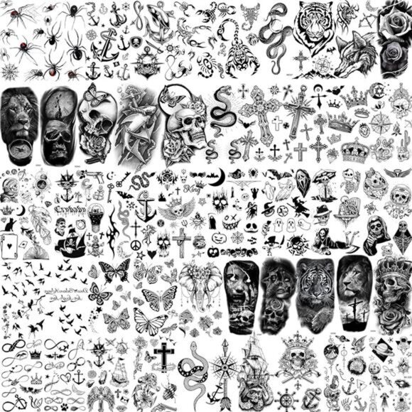 48 Sheets 3D Small Temporary Tattoos For Kids Women Neck Girls Arm Boys, Temp - Picture 1 of 7